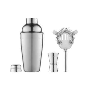 FIZZ Metal Cocktail Making Set With Shaker Shiny silver - 1 Bounce Creative Designs