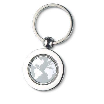 GLOBY Metal Globe Keyring Silver - 1 Bounce Creative Designs