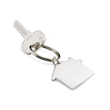HEIM Brushed Metal Keyring House Shaped Matt silver - 1 Bounce Creative Designs