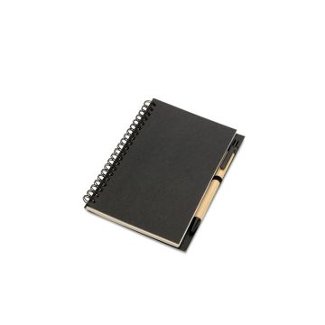 BLOQUERO Recycled Pocket Notebook And Pen Set Plain Paper Black - 1 Bounce Creative Designs