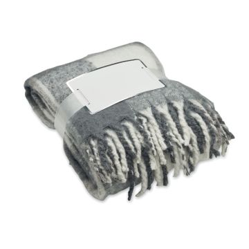 QUET Chequered mohair blanket Grey