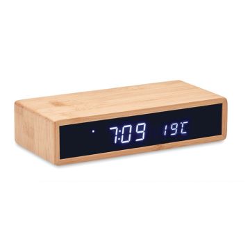 MORO Bamboo Alarm Clock With Wireless Phone Charger Wood - 1 Bounce Creative Designs