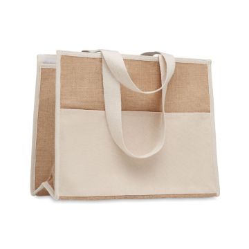 CAMPO DE GELI Eco Jute And Canvas Cooler Shopping Bag Beige - 1 Bounce Creative Designs