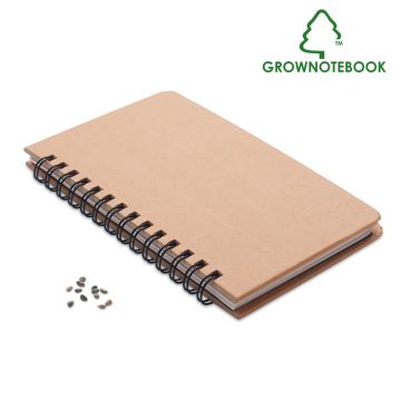 GROWNOTEBOOK A5 Notebook Eco Paper Integrated With Pine Tree Seeds To Regrow Beige - 1 Bounce Creative Designs