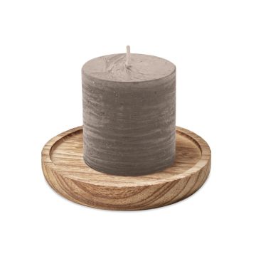 PENTAS Candle on round wooden base