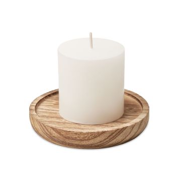 PENTAS Vanilla Candle With Wooden Decorative Plate Wood - 1 Bounce Creative Designs