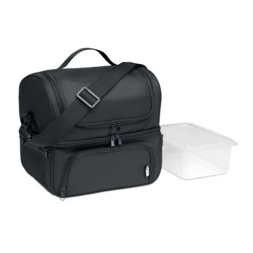 ICEBERG Recycled Cooler Bag With Compartment And Reusable Lunch Box Black - 1 Bounce Creative Designs