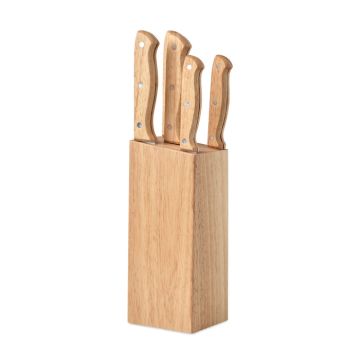 GOURMET Knife Set With Wooden Handles And Block Wood - 1 Bounce Creative Designs