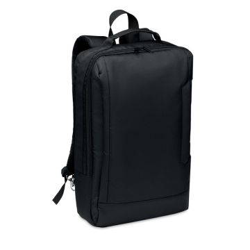 SINGAPORE Recycled Laptop Backpack With Charging Cable Black - 1 Bounce Creative Designs