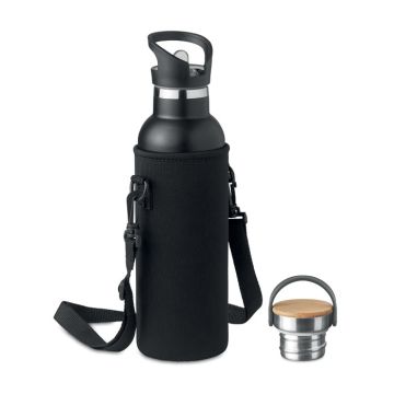 TIKSI Insulated Metal Bottle With Neoprene Carrying Pouch Black - 1 Bounce Creative Designs