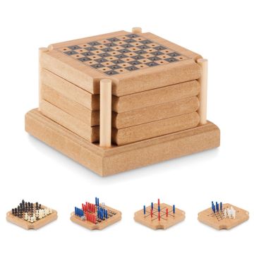 COASTGAME Cork Coaster Set With Board Games  Wood - 1 Bounce Creative Designs