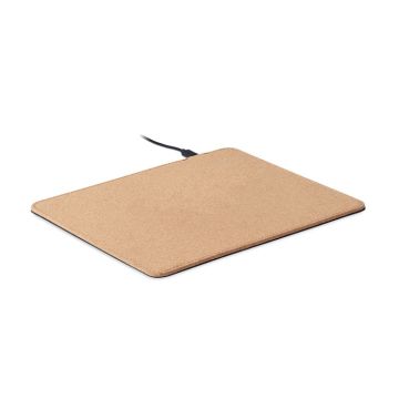 WIRELESS MATTY Cork Mouse Mat With Wireless Charger Beige - 1 Bounce Creative Designs