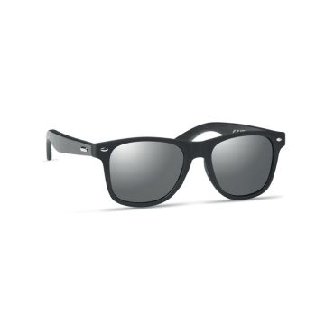RHODOS Retro Sunglasses With Black Bamboo Arms And Mirrored Lens - 1 Bounce Creative Designs