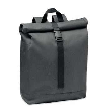 UDINE Recycled Backpack With Roll Top Closure Black - 1 Bounce Creative Designs