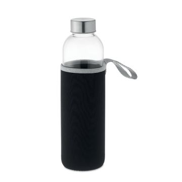 UTAH LARGE Glass Bottle With Protective Pouch Black - 1 Bounce Creative Designs