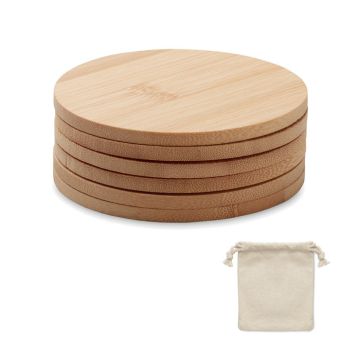 Eco Bamboo Coaster Set With Cotton Gift Bag BAYIN  Wood - 1 Bounce Creative Designs