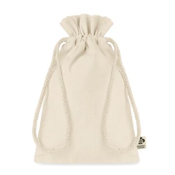 Organic  Cotton Small Gift Bag With Drawstring AMBER  Beige - 1 Bounce Creative Designs