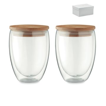 TIRANA SET Double Walled Glasses With Bamboo Lids