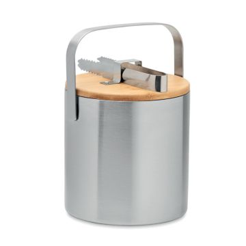 KOKKOLA Metal Ice Bucket With Tongs and Bamboo Lid