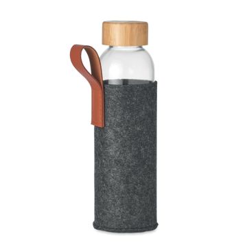 THAI Glass Bottle With Bamboo Lid With PU Handle And RPET Pouch