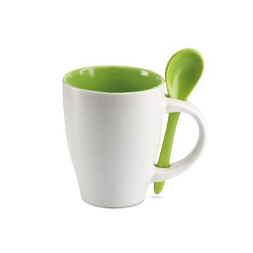 DUAL Bicolour mug with spoon 250 ml Green