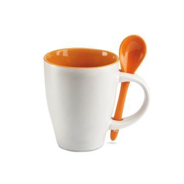 DUAL Bicolour mug with spoon 250 ml Orange