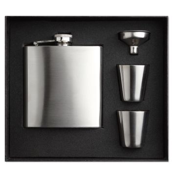 SLIMY FLASK SET Metal Hip Flask With Cups Matt silver - 1 Bounce Creative Designs