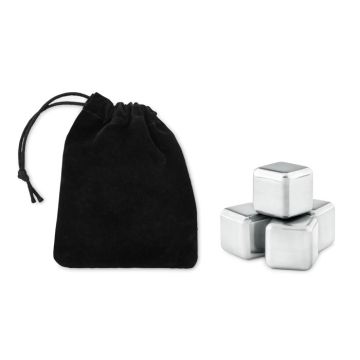 ICY Reusable Metal Ice Cubes In Velvet Gift Pouch Black - 1 Bounce Creative Designs