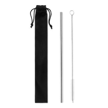 COLD STRAW Reusable Metal Straw With Storage Pouch Matt silver - 1 Bounce Creative Designs