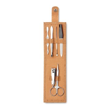 NAILKIT CORK Manicure Metal In Cork Pouch Beige - 1 Bounce Creative Designs