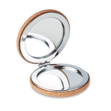 GUAPA CORK Compact Pocket Mirror Round Beige - 1 Bounce Creative Designs