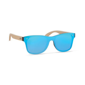 ALOHA Sunglasses With Mirrored Lens And Bamboo Arms Blue - 1 Bounce Creative Designs