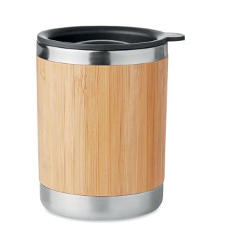LOKKA Insulated Take Out Mug Stainless Steel And Bamboo Wood - 1 Bounce Creative Designs