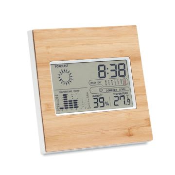 TURKU Bamboo Desk Weather Station And Clock Wood - 1 Bounce Creative Designs