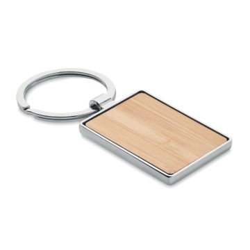 BENDIGO Bamboo And Metal Keyring Rectangle Wood - 1 Bounce Creative Designs