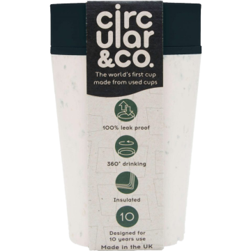The Official Circular &amp; Co 8oz Reusable Eco Coffee Cup-Cream &amp; Black