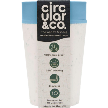 The Official Circular &amp; Co 8oz Reusable Eco Coffee Cup-Cream &amp; Blue