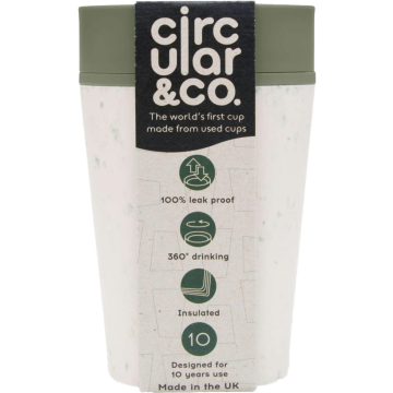 The Official Circular &amp; Co 8oz Reusable Eco Coffee Cup-Cream &amp; Green