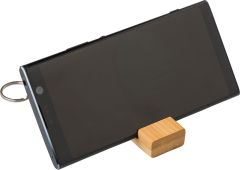 Bamboo key chain phone stand