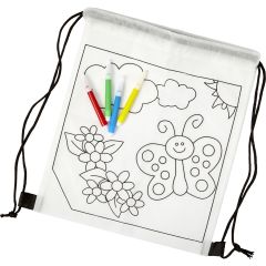 Kids Colour In Drawstring Bag with Felt Tips