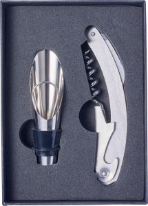 Wine Set, 2pc Waiters knife And Bottle Stopper With Pouring Spout