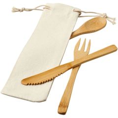 Celuk Eco Bamboo Cutlery Set With Storage Pouch