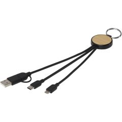 Tecta 6-in-1 Recycled Plastic-Bamboo Charging Cable with Keyring