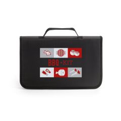 FLARE. Five-piece wooden and stainless steel barbecue set with bamboo board