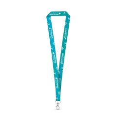 Polyester sublimation lanyard with carabiner. The customisation can be on both sides of the lanyard