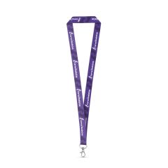 rPET sublimation lanyard with carabiner. The customisation can be on both sides of the lanyard