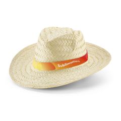 Natural straw hat with sublimated ribbon