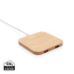 Eco Bamboo Wireless Charger With Recycled USB Cable 