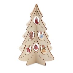 Mini Wooden Christmas Tree With Hanging Decorations SILUETA