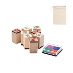 Wooden Christmas Stamps With Coloured Inkpad STAMPIE